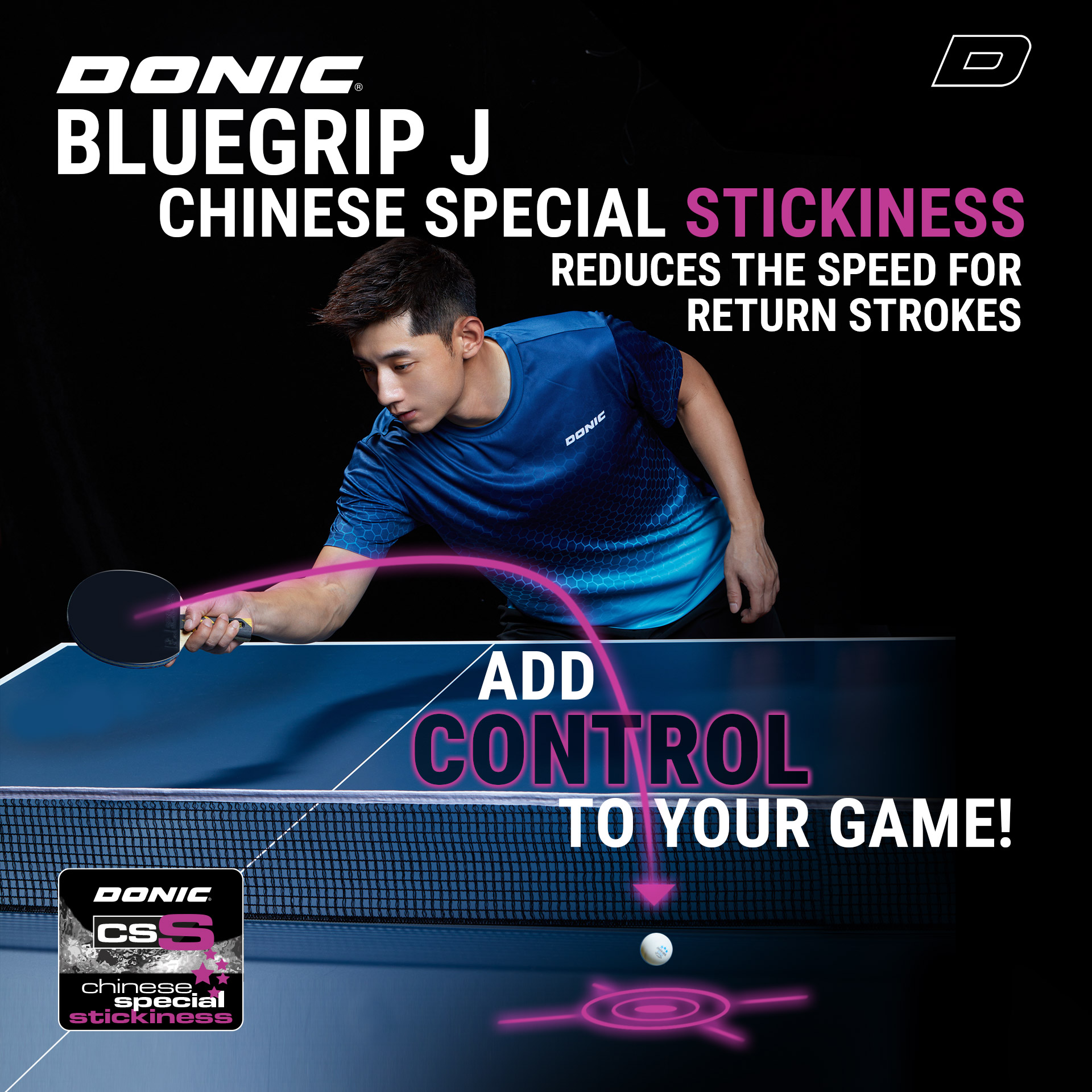 Revêtement De Ping-pong Donic BlueGrip J1 - Dynamique Et Rotatif Pour Attaquants